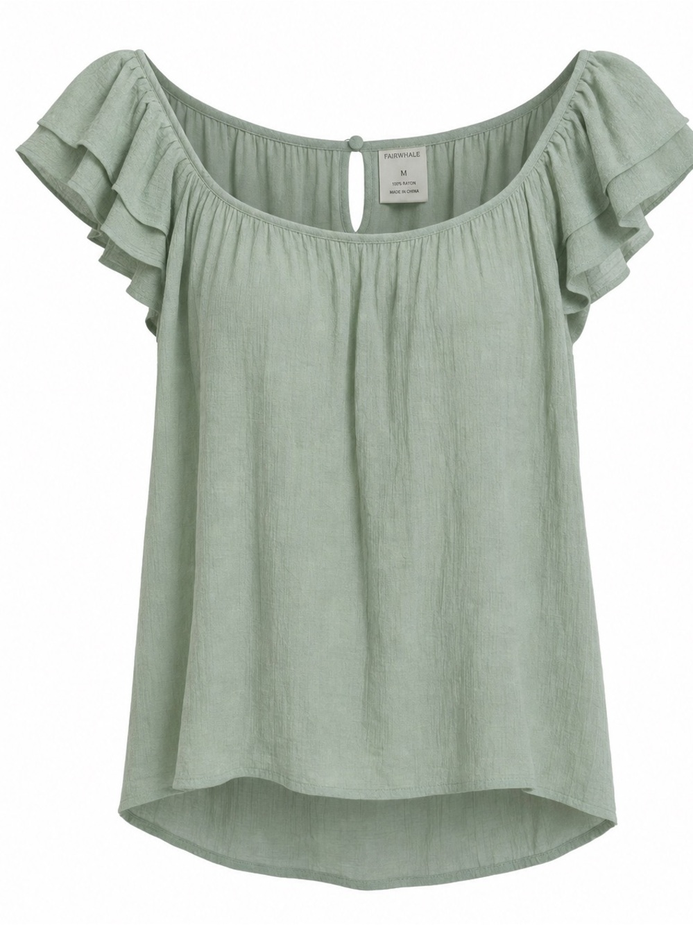 mine Light Blue Off-Shoulder Ruffle Camisole